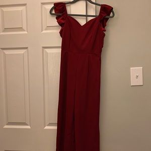 Burgundy 3/4 jumpsuit